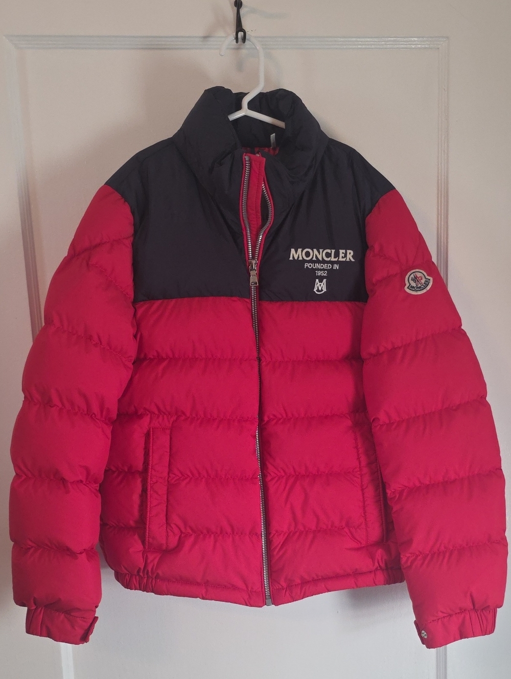 Moncler Kids Red and Black Down Puffer Jacket Size 12